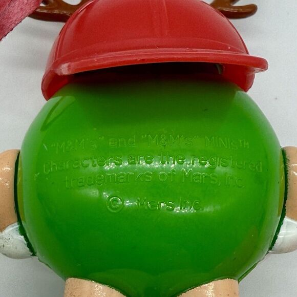 M&M's Mini Character Christmas Theme Green With Red Hat With Antlers 4" - Picture 3 of 3